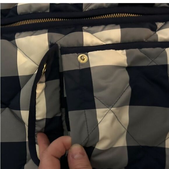 J. Crew Excursion Quilted Down Vest Navy Cream Plaid Size XS preppy 138.00 MSRP - Picture 7 of 13